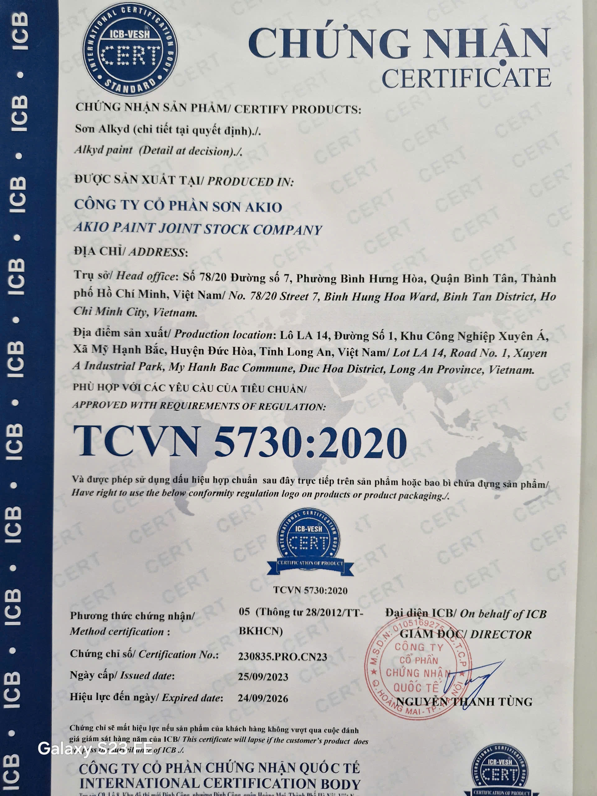 Chứng nhận AKIO